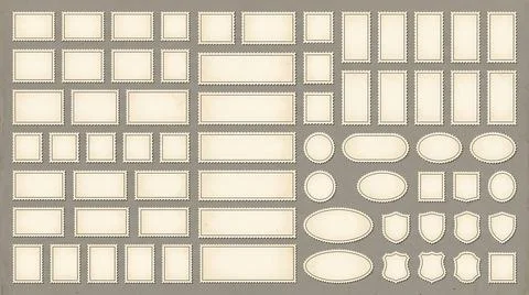 Vintage stamp frames arranged on a gray background Stock Illustration