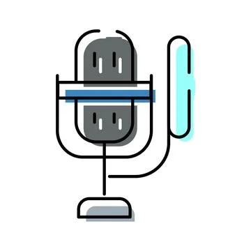 Vintage standing microphone icon for broadcasting and podcasting Illustrazione stock