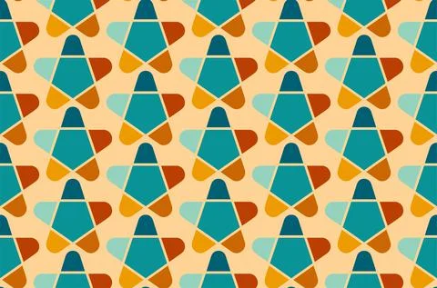 Vintage star seamless pattern retro stamp flat Stock Illustration