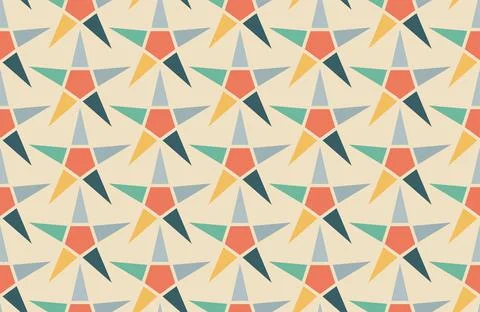 Vintage star seamless pattern retro stamp flat Stock Illustration