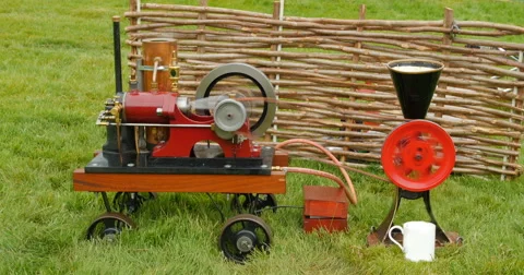 Vintage stationary engine Stock Footage 64414238