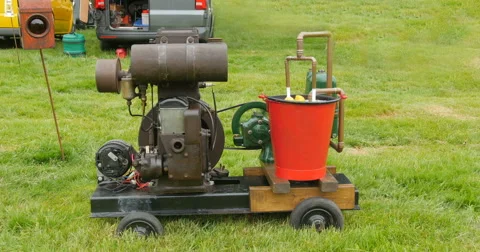 Vintage stationary engine Stock Footage 64946703