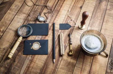 Vintage stationery elements Stockfoto's
