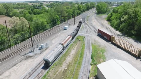 Vintage Steam Freight Train Backs Up in Yard Doing Switching Operations in .. Stock Footage 323838727