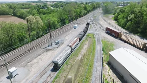 Vintage Steam Freight Train Backs Up in Yard Doing Switching Operations in .. Stock Footage 327611096