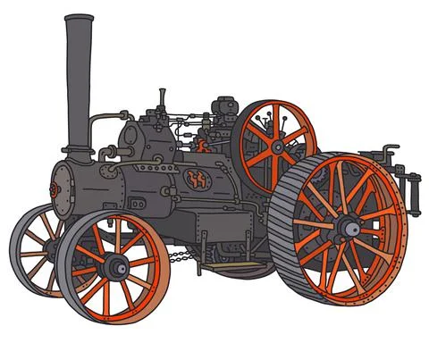 The vintage steam traction engine Stock Illustration