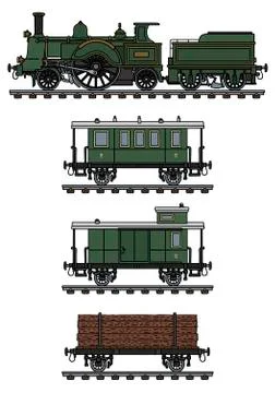 Vintage steam train Stock Illustration