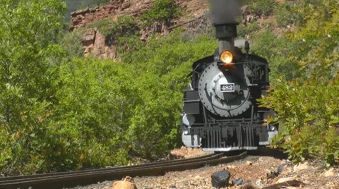 Vintage steam train passing Stock Footage 7763295