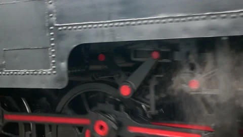 Vintage steam train wheels, close up old train wheels. Stock Footage 165557164