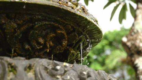 Vintage stone fountain, authentic with patterns, pictures, sculptures. Stock Footage 128659381