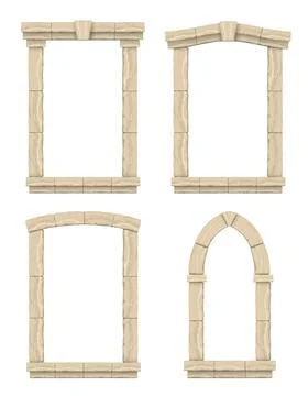Vintage stone window frames set Stock Illustration