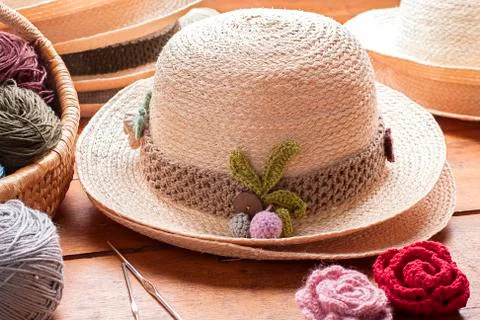 Vintage straw hat Stock Photos