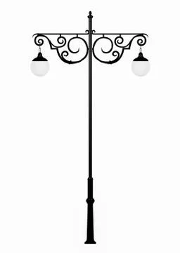 Vintage street lamp on white background Stock Illustration