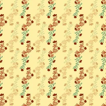 Vintage striped seamless vector pattern with vertical floral ornament Stock Illustration