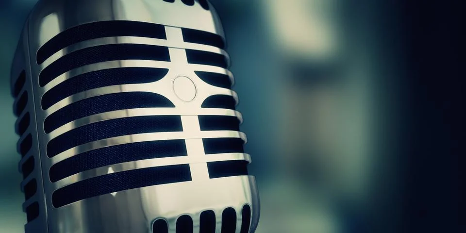 Vintage studio microphone. 3D render Stock-Illustration