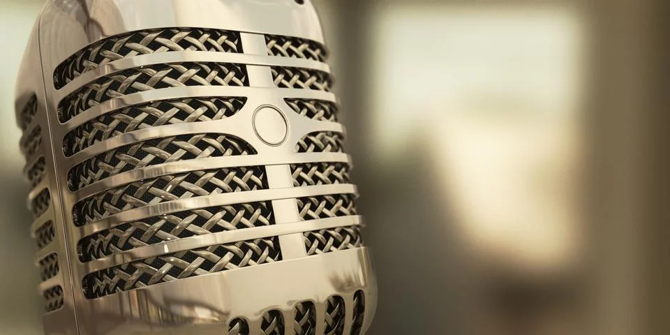 Vintage studio microphone. 3D render Illustrazione stock