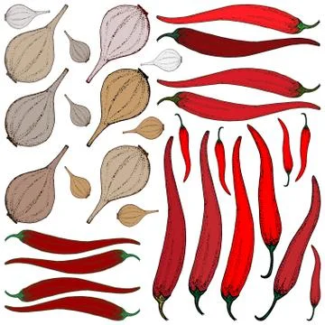 Vintage style of chili and union Stock Illustration