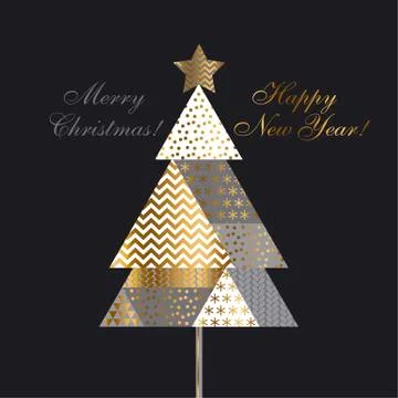 Vintage style Christmas tree patchwork Stock-Illustration