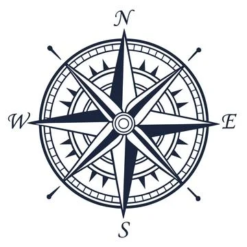 Vintage Style Compass Rose Flat Illustration Stock Illustration