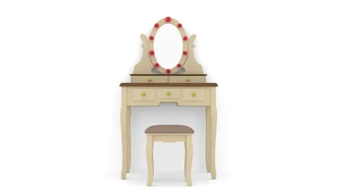 Vintage style dressing table on white background Stock Footage 321195190