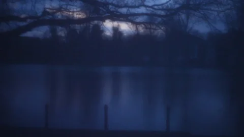 Vintage style eerie diffused view of lake in Crystal Palace Park Video stock 86519093