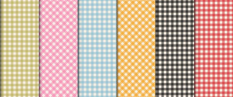 Vintage style gingham pattern set. Classic check pattern for fabric, wrappi.. Stock Illustration