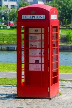 Vintage style image of typical red telephone booth Stock Photos