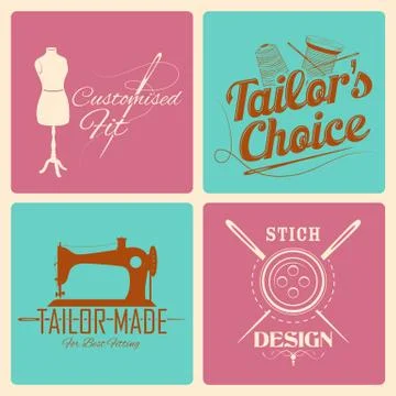 Vintage style label for tailor emblem Stock Illustration