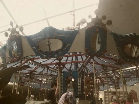 Vintage Style Lit Up Carousel Stock Video Stock Footage