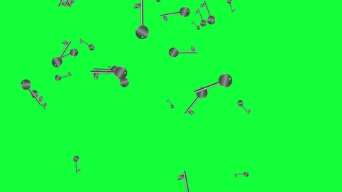 Vintage style lock keys falling animation green screen chroma key, seamless loop Stock Footage 129183137