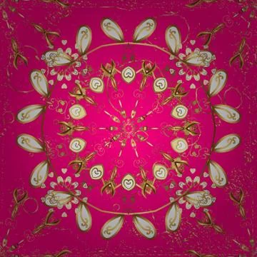 In vintage style. Luxury Geometric Pattern. Illustration in brown and magenta co Иллюстрация