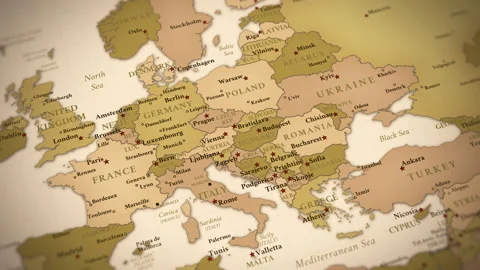 Vintage style map animation Eastern Europe and the Baltic region. Stock Footage 333777627