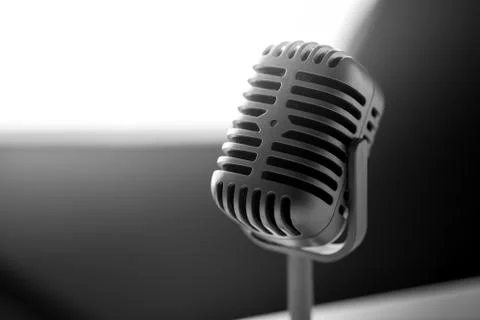 Vintage style microphone in studio Stock Photos