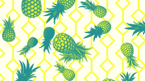Vintage style pineapples on a geometric background Stock Footage 244656953