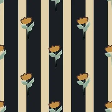 Vintage style seamless pattern in hand drawn style with simple flowers shapes Stock Illustration