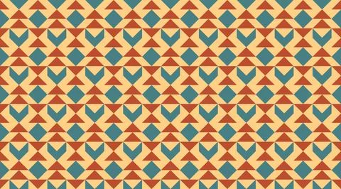 Vintage style seamless pattern with teal and orange triangles forming a rhy.. Stock Illustration
