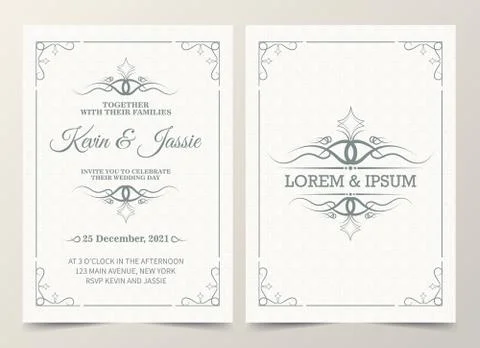 Vintage style vector design invitation card with a white background Stock Illustration