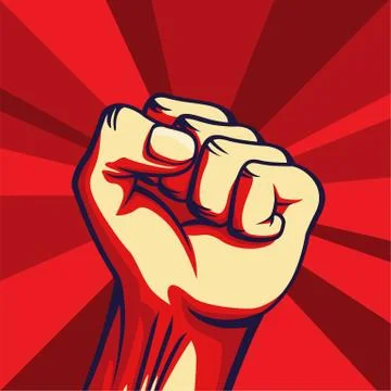 Vintage style vector Freedom poster. Raised fist of the striking man Stock Illustration