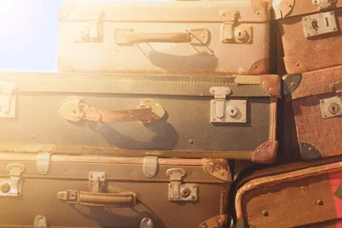 Vintage suitcase   - stack of old  suitcase Stock Photos