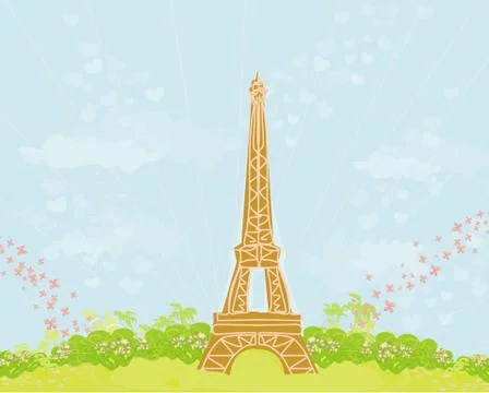 Vintage summer Eiffel card Stockillustratie