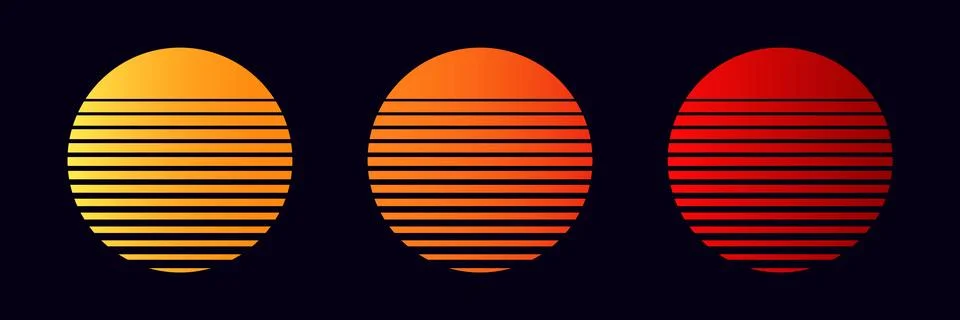 Vintage sun circle vector logo. Old sunrise sunset design emblem. Stock Illustration
