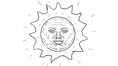 vintage sun drawing