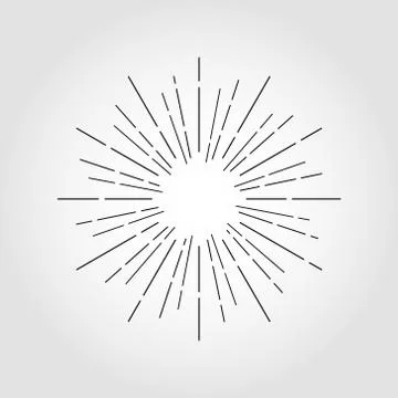 Vintage sunburst in lines shape, linear radial burst. Retro sun for hipster c Stock Illustration