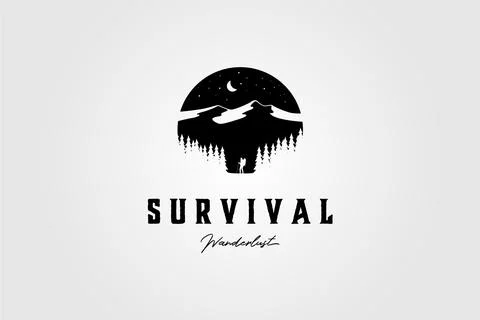 Vintage survival adventure logo outdoor vector illustration design Stock Illustration