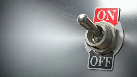 Vintage switch on off toggle. Analog control panel. Start or end concept. 3d  Stock Footage 146278350