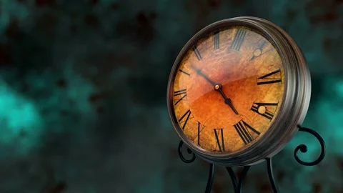 Vintage Table Clock Fast Motion Time Lapse Side Angle View Stock Footage 341825008
