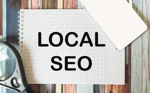 Vintage table with text on notepad Local SEO. The concept stands for an inc.. 写真素材