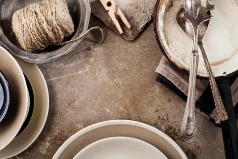 Vintage tableware Stock Photos