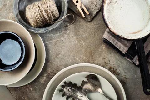 Vintage tableware Stock Photos