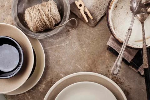 Vintage tableware Stock Photos